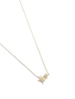 14K Gold Double Starburst Necklace With Diamonds