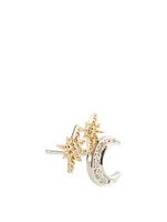 14K Gold Moon Right Stud Earring With Diamonds