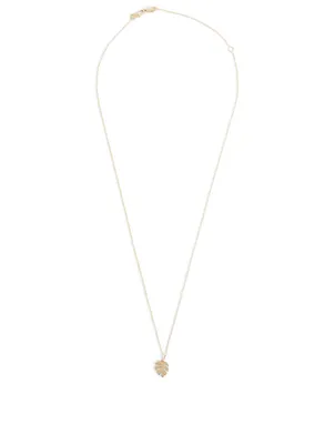 14K Gold Small Pure Monstera Leaf Pendant Necklace