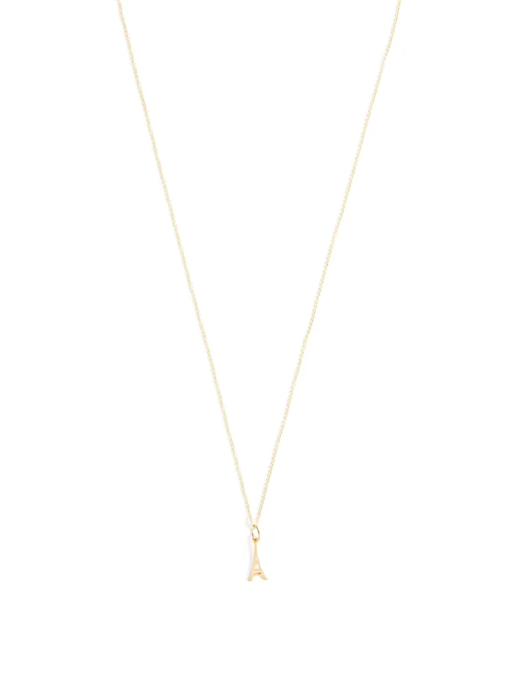 14K Gold Tiny Eiffel Tower Pendant Necklace