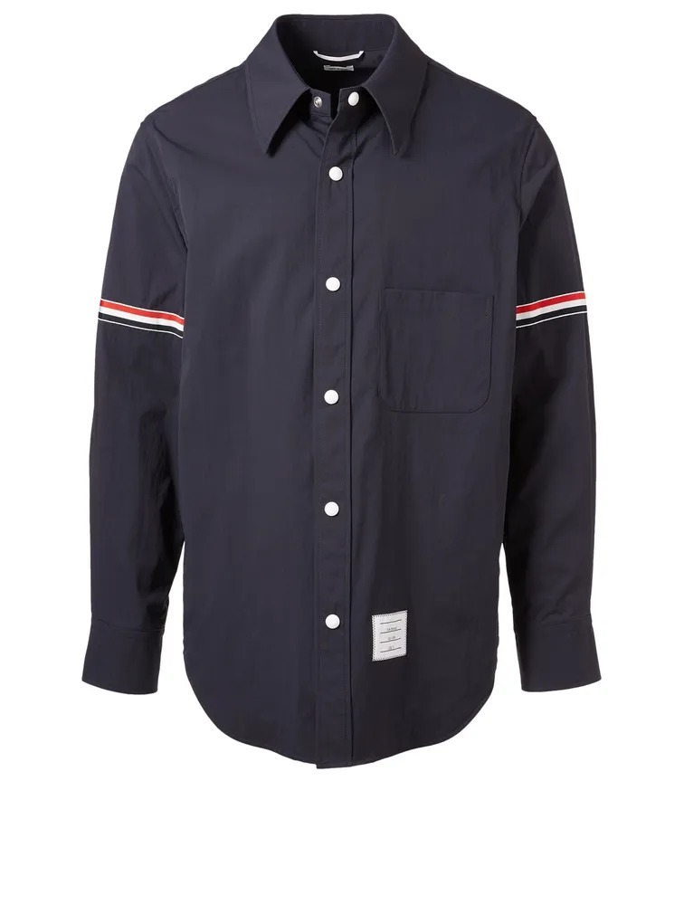 Nylon Shirt Jacket With Stripe Detail