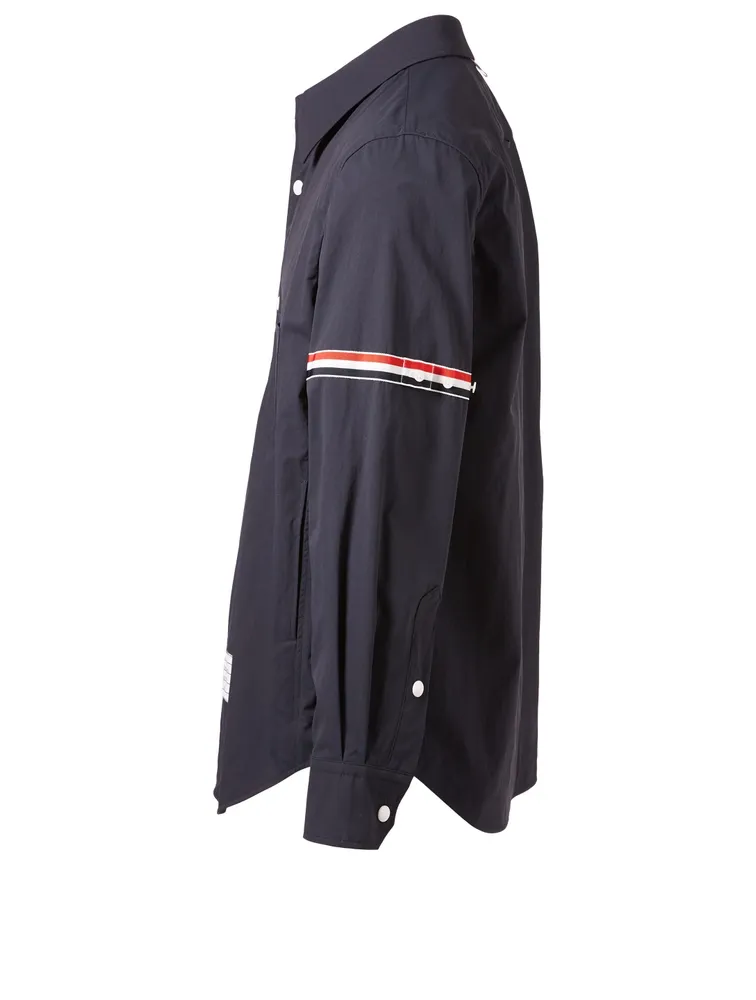 Nylon Shirt Jacket With Stripe Detail