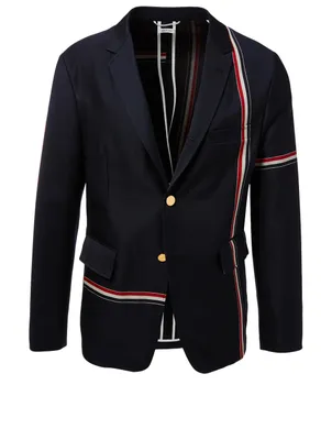 Unconstructed Wool Blazer With Engineered Stripes