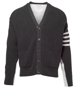Four Bar Cardigan With Shirt Back