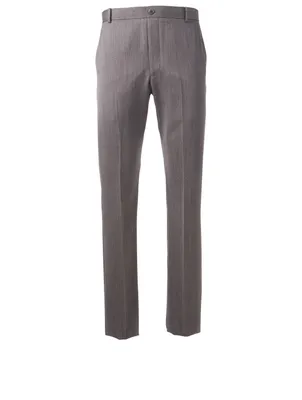 Unconstructed Wool Pants With Side Stripe