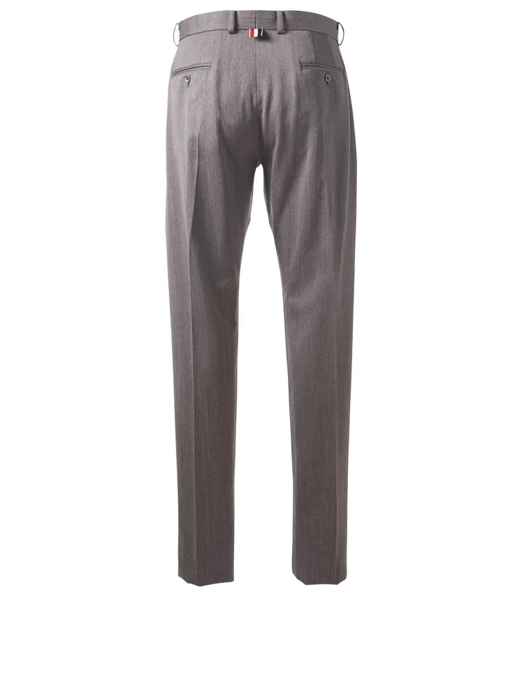 Unconstructed Wool Pants With Side Stripe