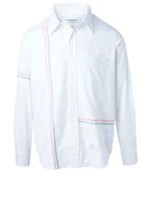 Straight Fit Button-Down Shirt With Stripe Detail