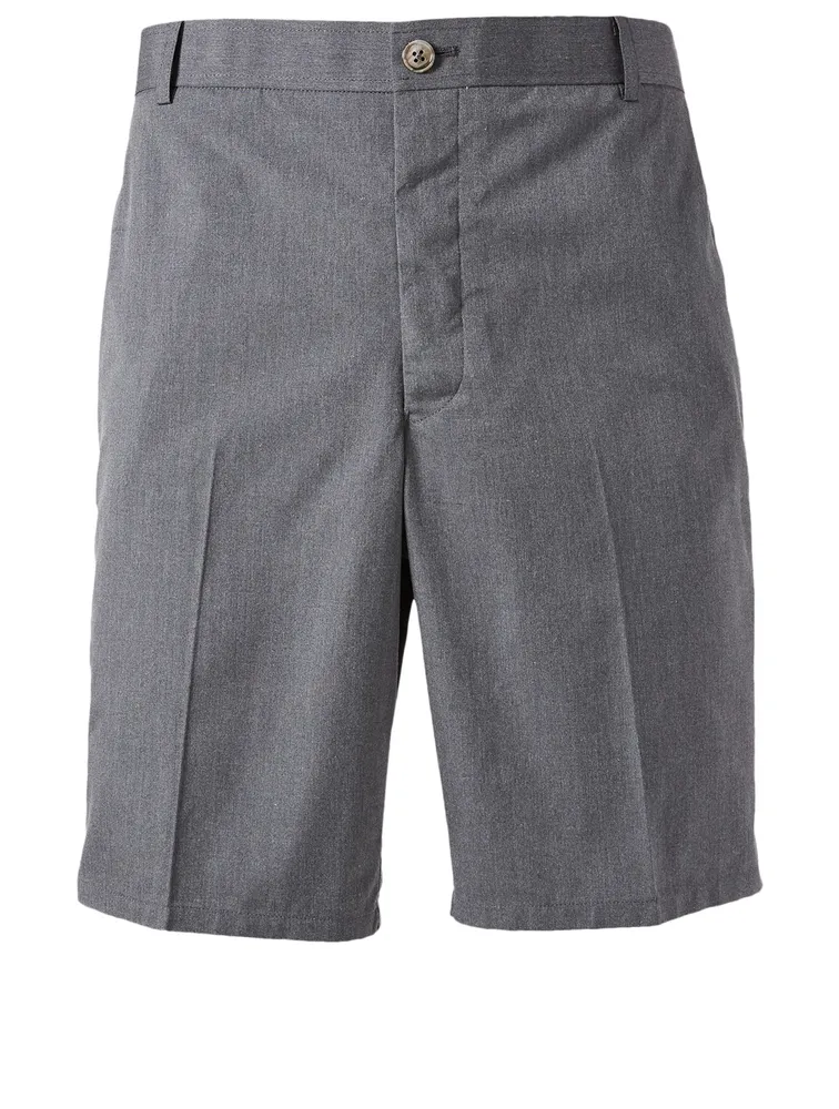 THOM BROWNE Unconstructed Wool Shorts With Side Stripe