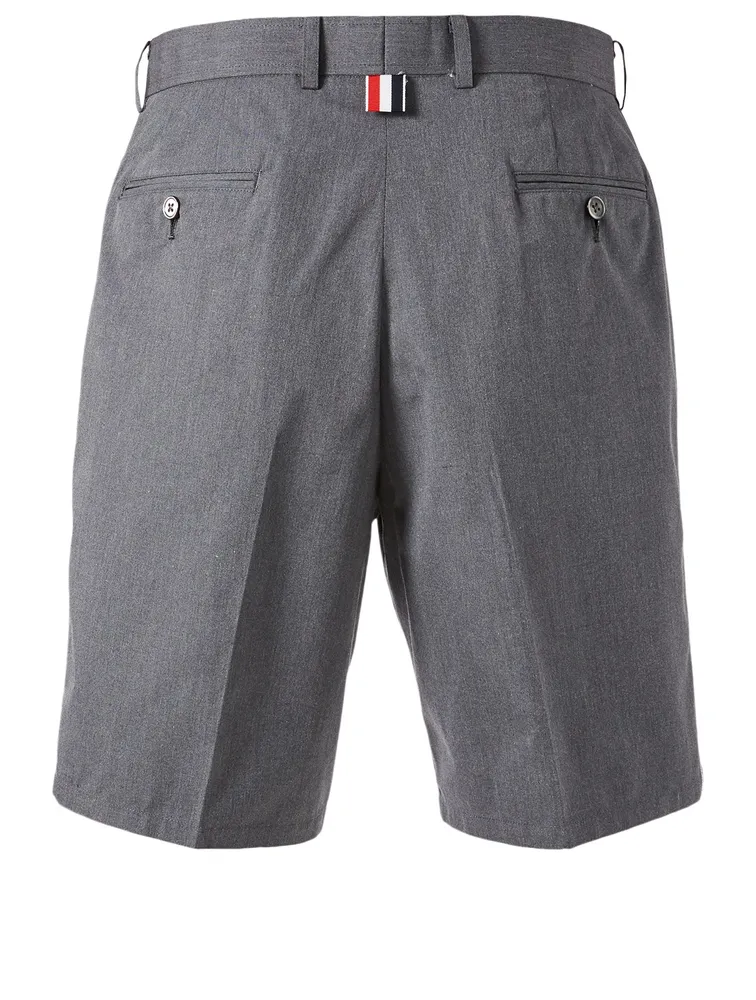 Unconstructed Wool Shorts With Side Stripe