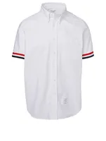 Button-Down Short-Sleeve Shirt With Grosgrain Cuffs
