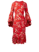 Alexia Crepe Ruffle Dress Floral Print