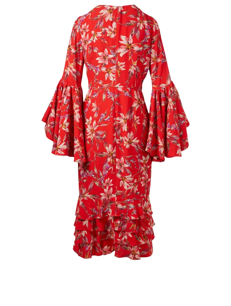 Alexia Crepe Ruffle Dress Floral Print