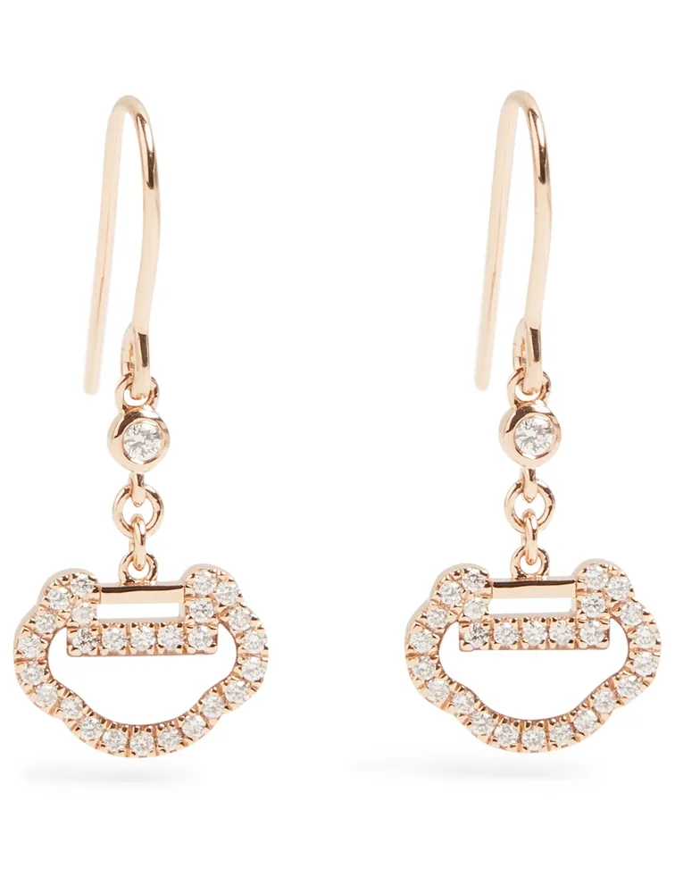 Petite Yu Yi 18K Rose Gold Earrings With Diamonds And Mother-Of-Pearl