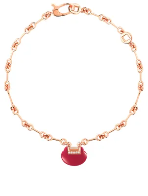 Petite Yu Yi 18K Rose Gold Bracelet With Diamonds And Red Agate