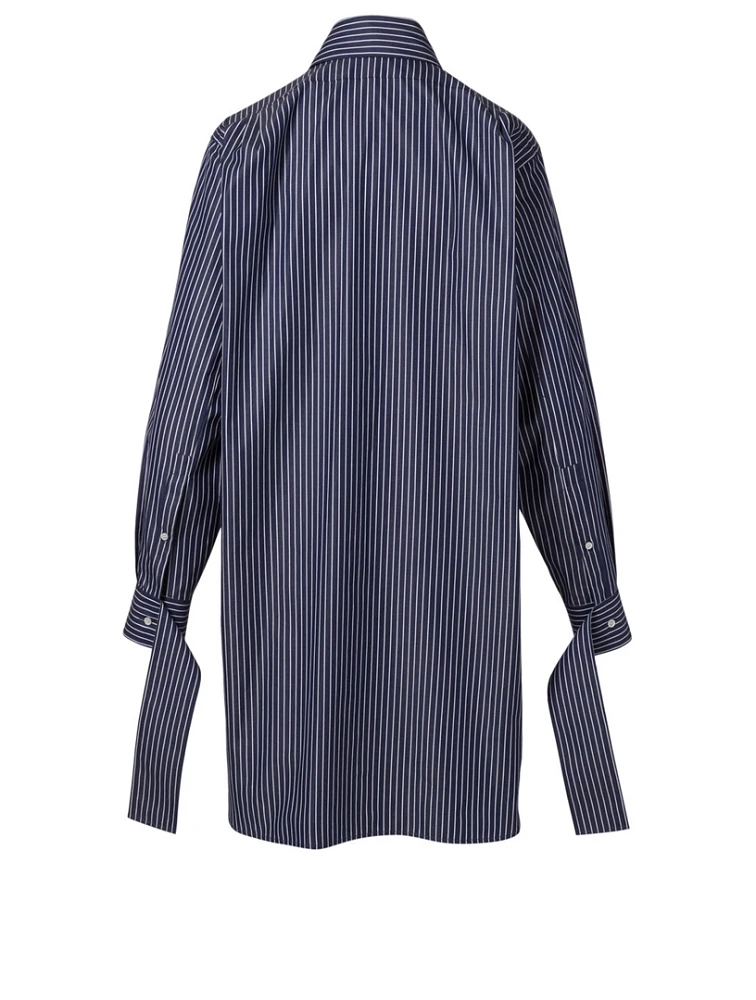 Oversized Button-Up Strap Shirt Stripe