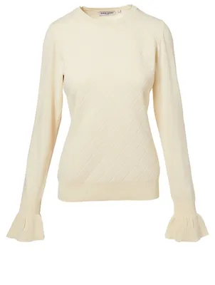 Compact Knit Sweater With Flared Sleeves