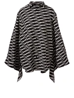 Silk Button-Down Shirt Monogram Print