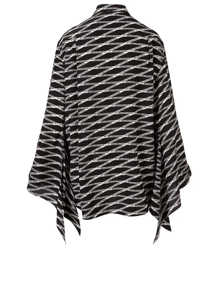 Silk Button-Down Shirt Monogram Print