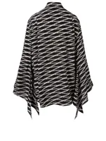 Silk Button-Down Shirt Monogram Print