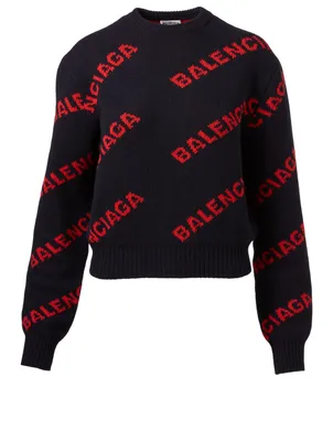 Wool Logo Jacquard Cropped Sweater