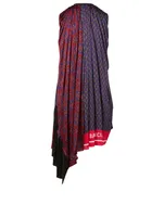 Asymmetrical Pleated Dress Mixed Print