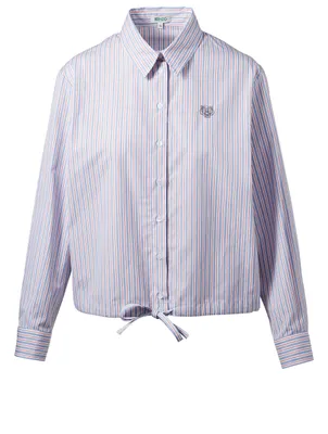 Tiger Button-Up Drawstring Shirt Stripe