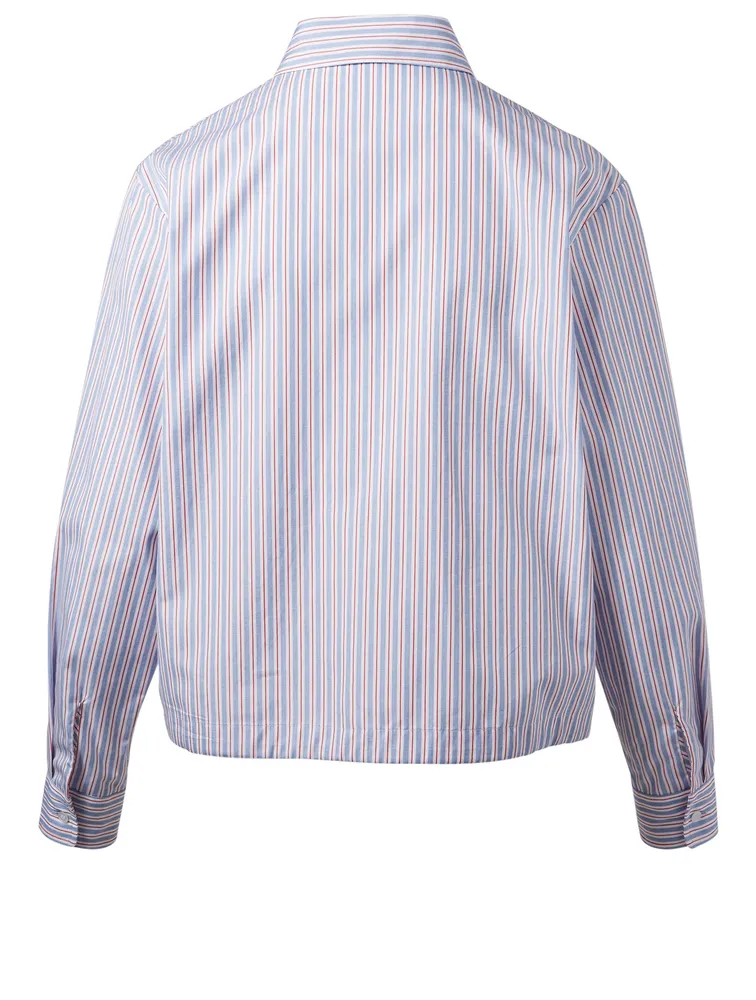 Tiger Button-Up Drawstring Shirt Stripe