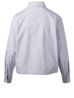 Tiger Button-Up Drawstring Shirt Stripe