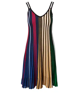 Pleated Dress Colourblock Stripe