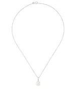 18K White Gold Pearl Necklace With Diamonds