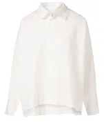 Button-Up Shirt With Pleated Collar