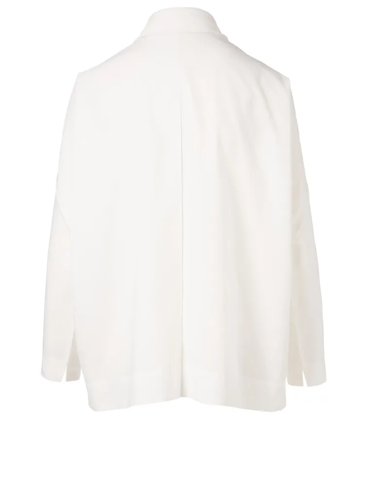 Button-Up Shirt With Pleated Collar