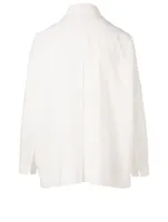 Button-Up Shirt With Pleated Collar