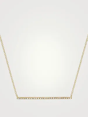 14K Gold Bar Necklace With Diamonds
