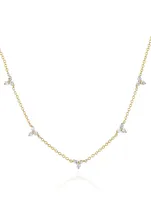 14K Gold Five Trio Necklace With Diamonds