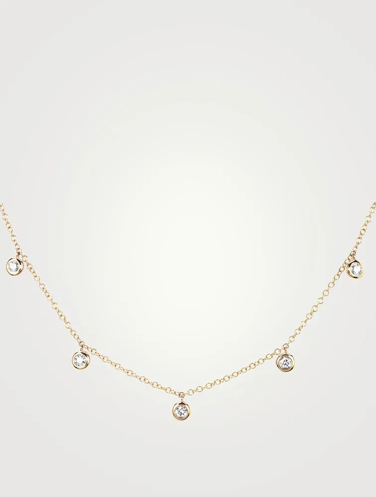 14K Gold Choker Necklace With Diamonds