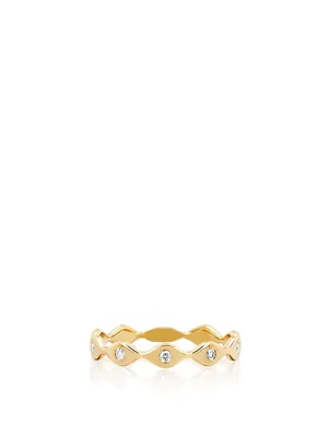 14K Gold Evil Eye Ring With Diamonds