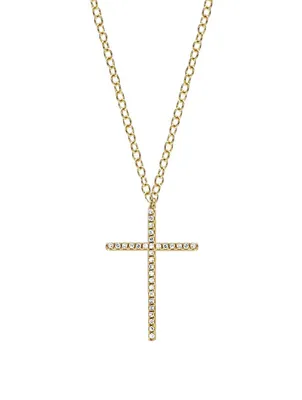 14K Gold Cross Necklace With Diamonds