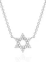 14K White Gold Star Of David Necklace With Diamonds