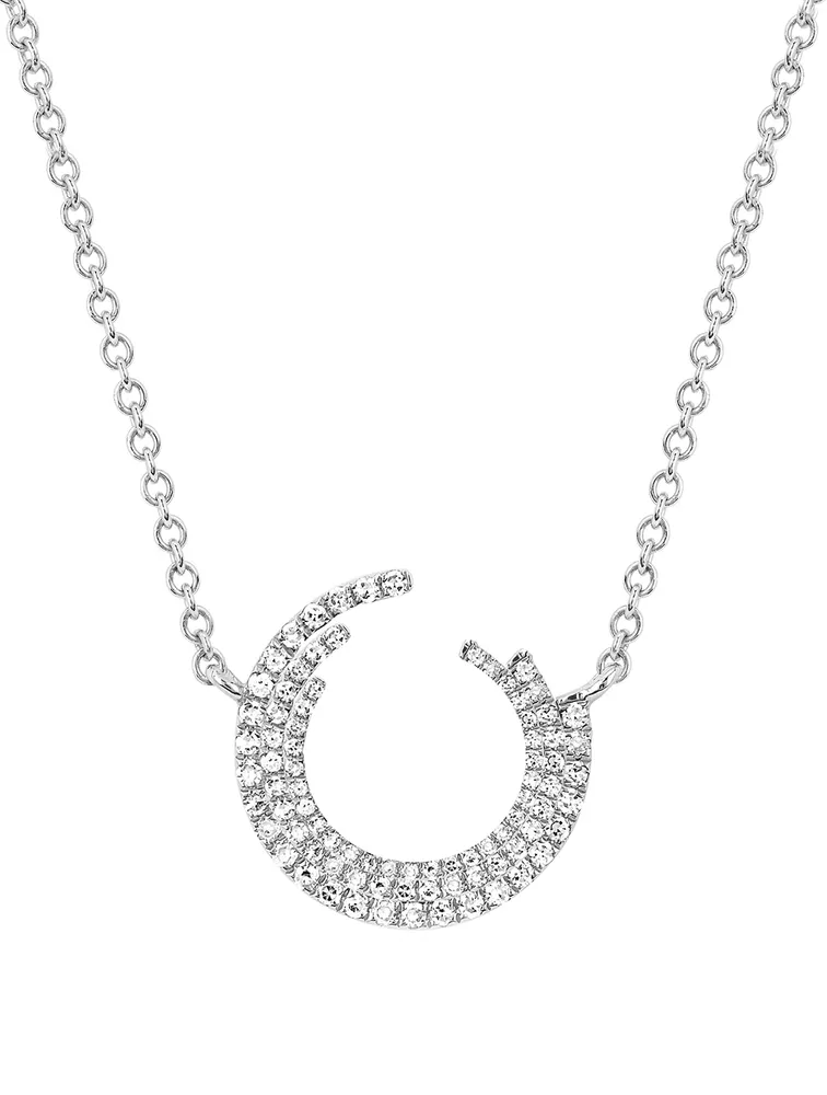 14K White Gold Willow Necklace With Diamonds