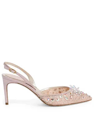 Kristella Lace Slingback Pumps With Crystals