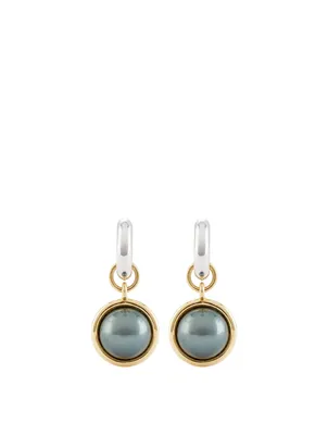 Galina 18K Gold Huggie Drop Earrings With Pearls