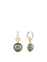 Galina 18K Gold Huggie Drop Earrings With Pearls