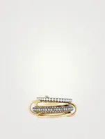 Vega 18K Gold And Black Rhodium-Plated Silver Linked Ring With Diamonds