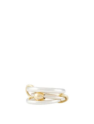 Neptune Libra 18K Gold And Silver Linked Ring With Diamonds