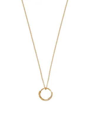 18K Gold Snake Ring Pendant Necklace