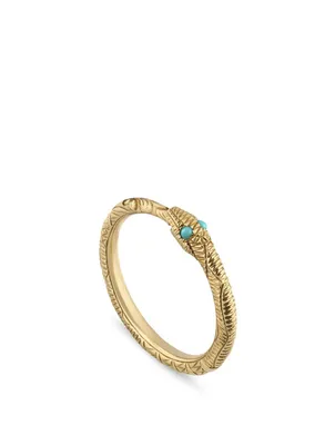 Ouroboros 18K Gold Ring With Turquoise