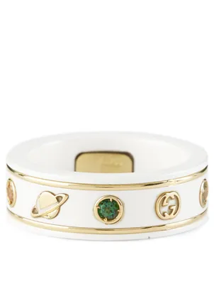 Icon 18K Gold Ring With Gemstones