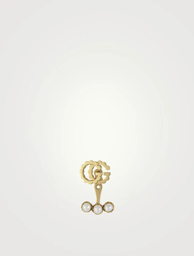 GG Running 18K Gold Single Earring With White Pearls