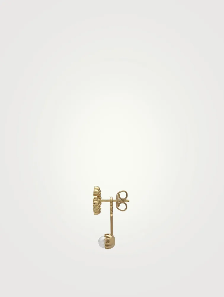 GG Running 18K Gold Single Earring With White Pearls